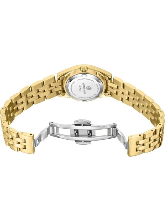 Women\'s Gold White Analog Quartz Stainless Steel Band Easy Reader Bracelet Watch main image 4
